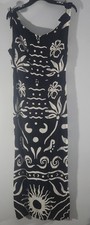 White Closet Womens Black White Floral Linen Blend Dress M Tie Resort Cruise