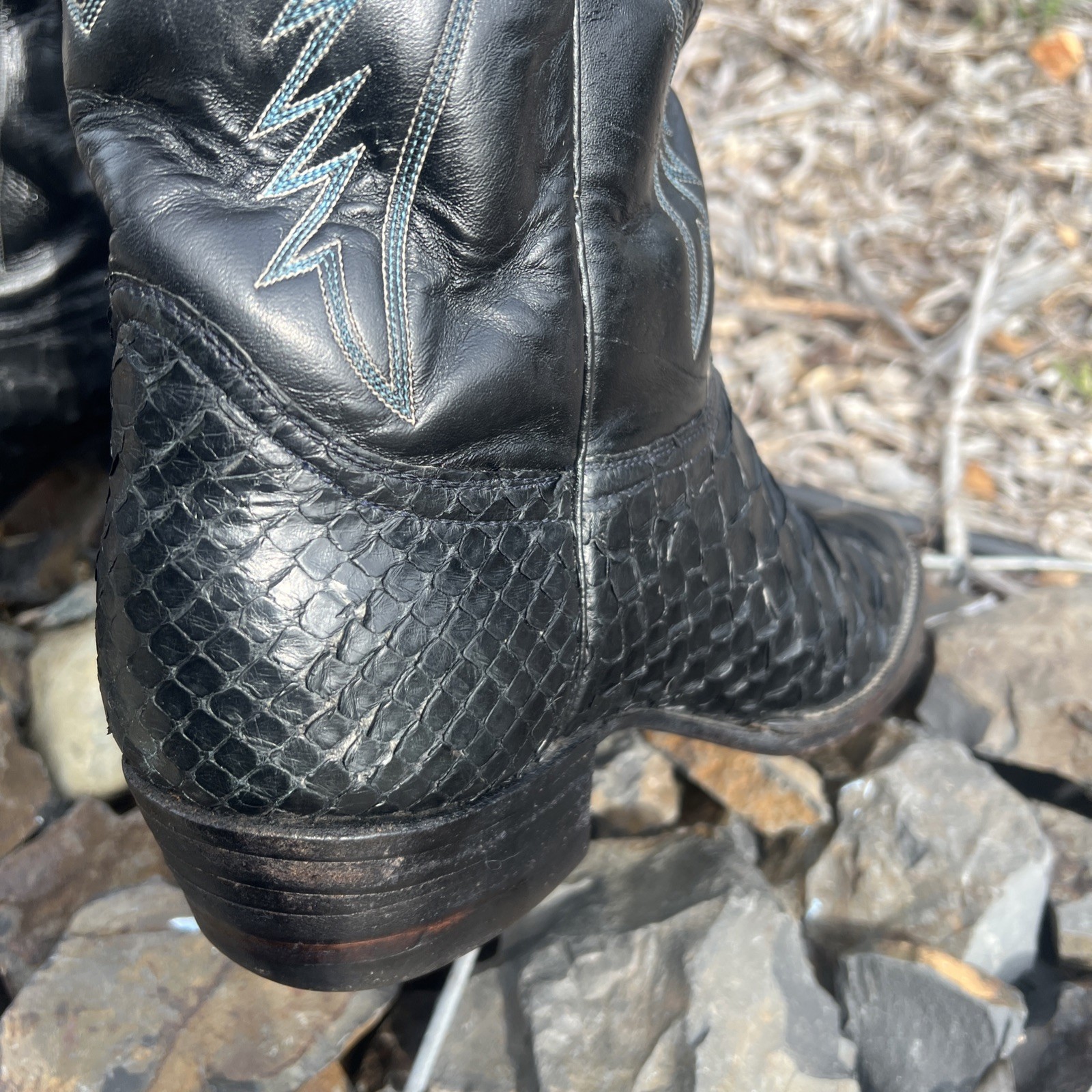 Dan Post Black Python Snakeskin Boots 11 D Wester… - image 5