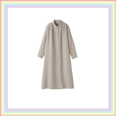 MUJI Women's Linen Washed Long Sleeve Shirt Dress BC2LDA5S Natural Color  Women's | eBay