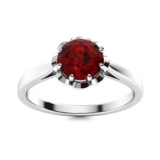 Multi Prong Set Solitaire Round 6MM Red Garnet Flower Women Love Promise Ring
