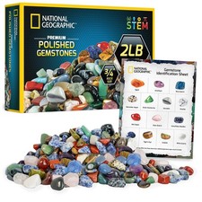 National Geographic Premium Polished Stones - 2 Pounds of One Size, Multi