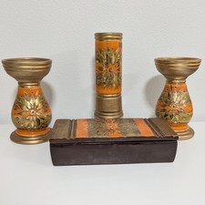 Bitossi Rosenthal Netter Pottery Starburst Table Set Box Vase Candle Holders