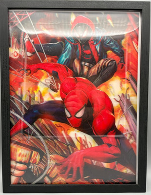 3D-Bild/Effekt-Flip-Spider Man-Marvel-tolle Farben-30x40cm-mit Rahmen