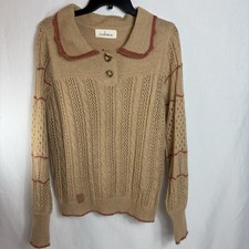 Suéter Nekane L Beige Terracota Crochet Hecho a Mano Estilo Antro Boho Cottage