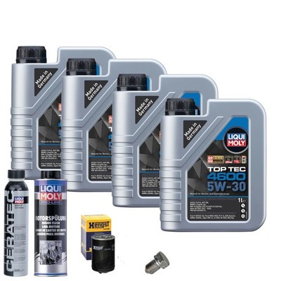 Motoröl 5W30 LIQUI MOLY 4L+HENGST Ölfilter+Spülung+Cera Tec+Ölablassschraube