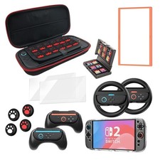 16Pc Nintendo Switch 2 Accessories Bundle, Carrying Case, Wheel, Grips More