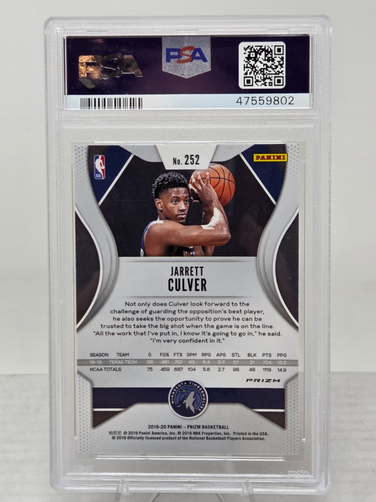2019 Prizm JARRETT CULVER Orange Ice Refractor Rookie Card PSA 10 Gem Mint view 2