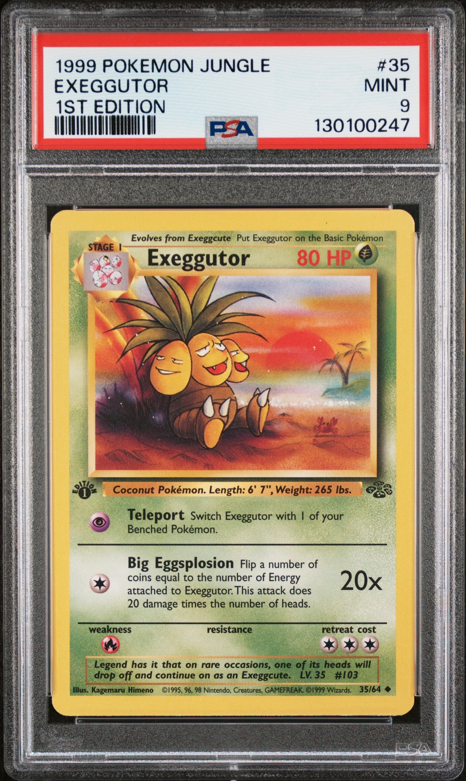1999 POKEMON JUNGLE 1ST ED #35 EXEGGUTOR PSA 9