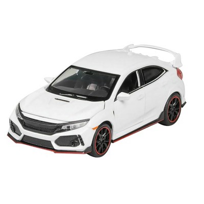 1/32 White Model Car Diecast Toy Collection Sound&Light For Honda Civic Type R M