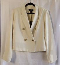 Rachel Zoe Women's Classic Cream Button Front Long Sleeve Blazer Jacket Size L