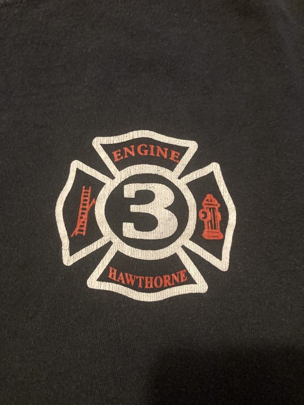 Fire Department Engine 3 T-Shirt Mens L large black FD printed both sides 
