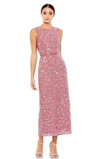 MAC DUGGAL Size 2 Pink 93550 Sequin Beaded Midi Cocktail Dress Sleeveless NWT