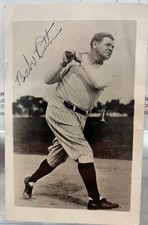 BABE RUTH YANKEES AUTO SIGNED BASEBALL PHOTO POSTCARD FULL JSA LOA- BEAUTIFUL!
