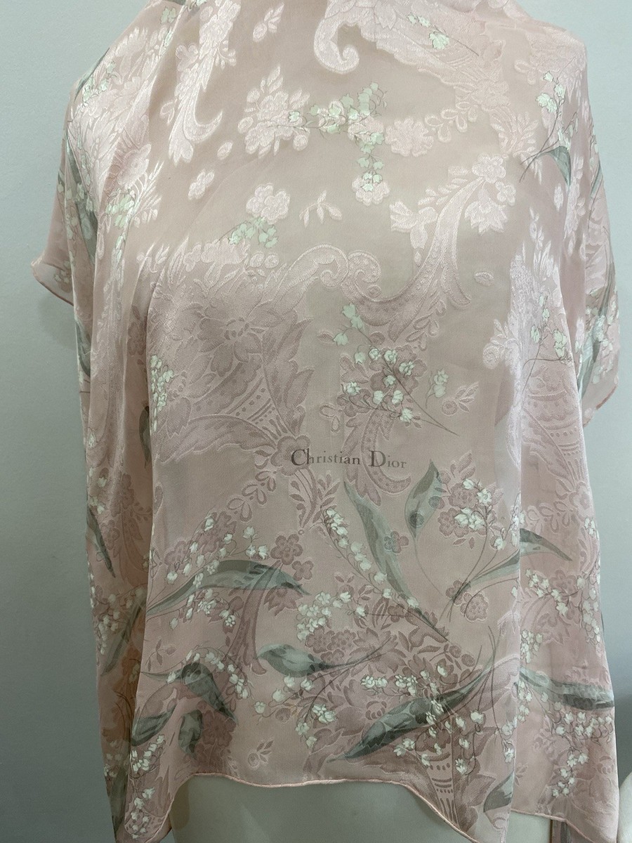 vintage Christian Dior ローズ柄スカーフ Dior】ディオール D-FLORAL ミッツァ スカーフ シルクツイル
