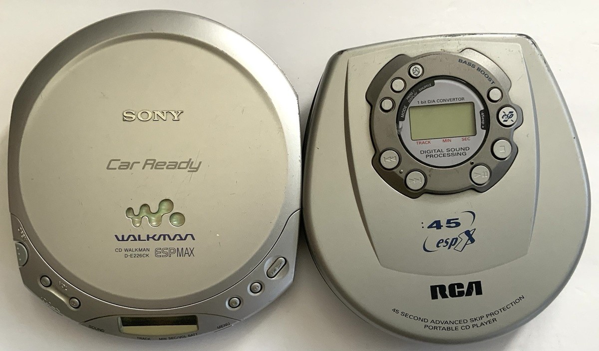 Lot 2 Sony Walkman CD Player ESPMAX D-E226K RCA 45 espX RP