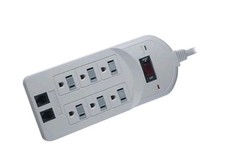 6-Outlet Surge Protector, Telephone Fax Modem Power Suppressor 6' Cord, UL Liste