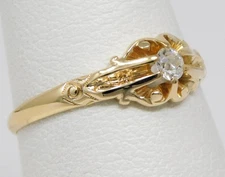 Sweet Late Victorian 13k Yellow Gold OEC Diamond Engagement Ring Sz 6.25 B9174