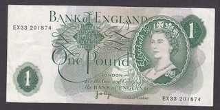[VF No Tears or Holes] 1970 Great Britain UK 1 Pound P 374g 201874 [09]