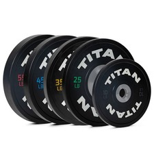 Titan Fitness 340 LB Set Elite Competition Bumper Plates, Color-Coded Indicators