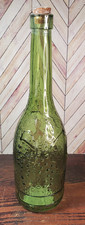 Round Glass Decorating Bottle 12 H Green-Raised Leaves Design Cork-NEW