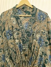Silk Green Kaftan / Handmade Flowy Maxi Dress / Resort Wear Outfit MFN1077