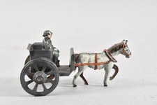 O45C21- Vintage Blech Spielzeug Pferde mit Anhänger