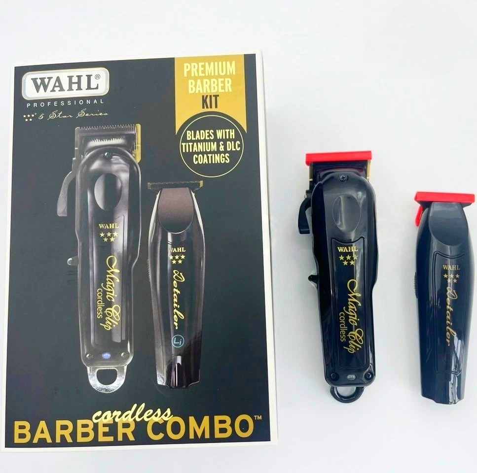 New Wahl Cordless Barber Combo Black Magic Clip Clipper&Detailer