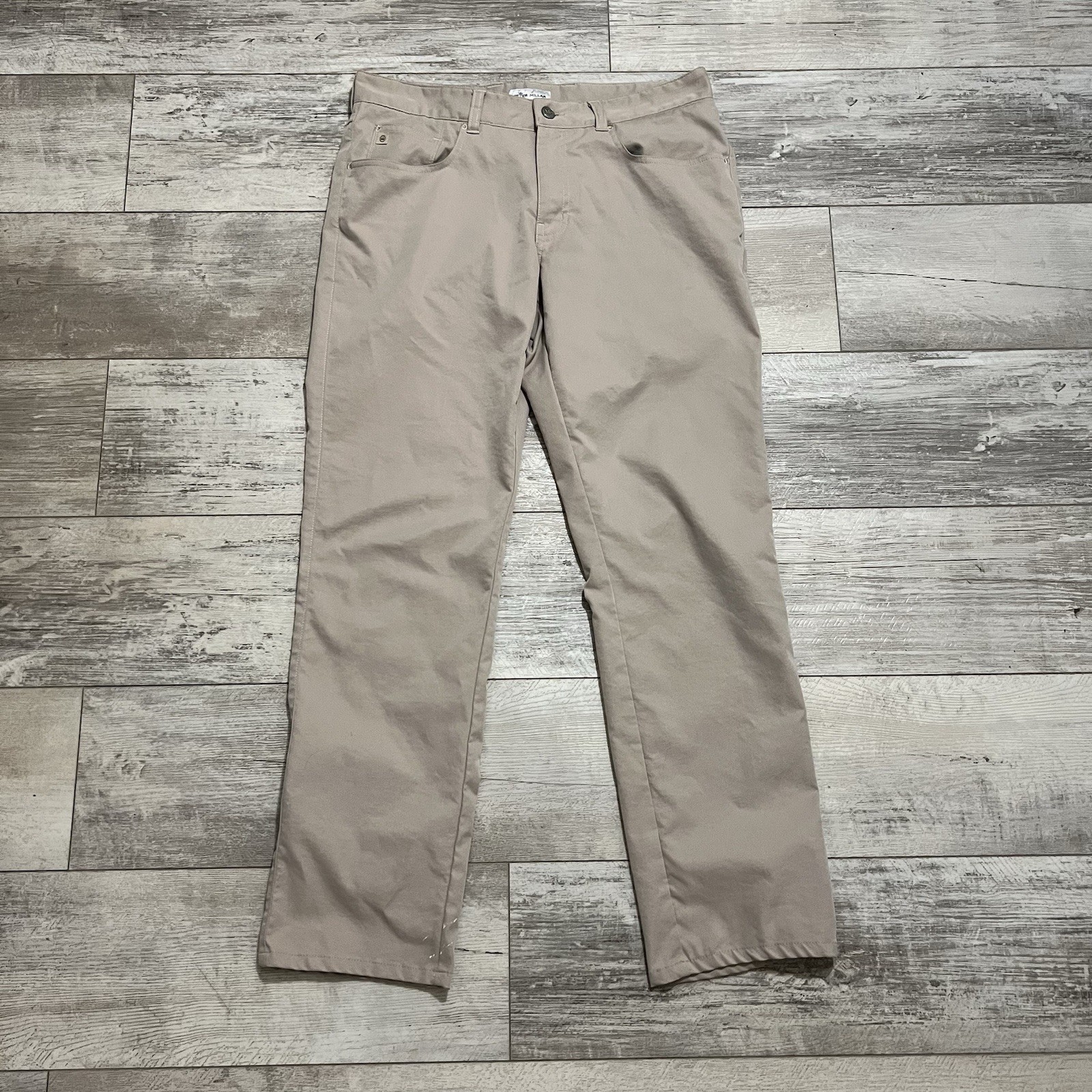 Peter Millar Sport Pants Mens 32x30 Tan Chino Pocket Golf Golfing Polyester