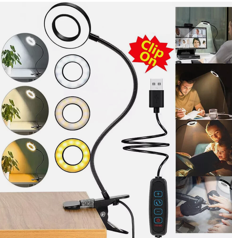 48LED USB Clamp Clip On Flexible Desk Light Bed Reading Table Study Night Lamp