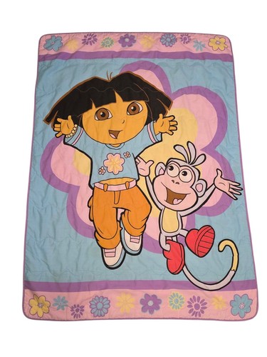 Stivali Dora The Explorer & Her Monkey Friend coperta trapuntata 56 x 39 Nick Jr vintage - Foto 4 di 18