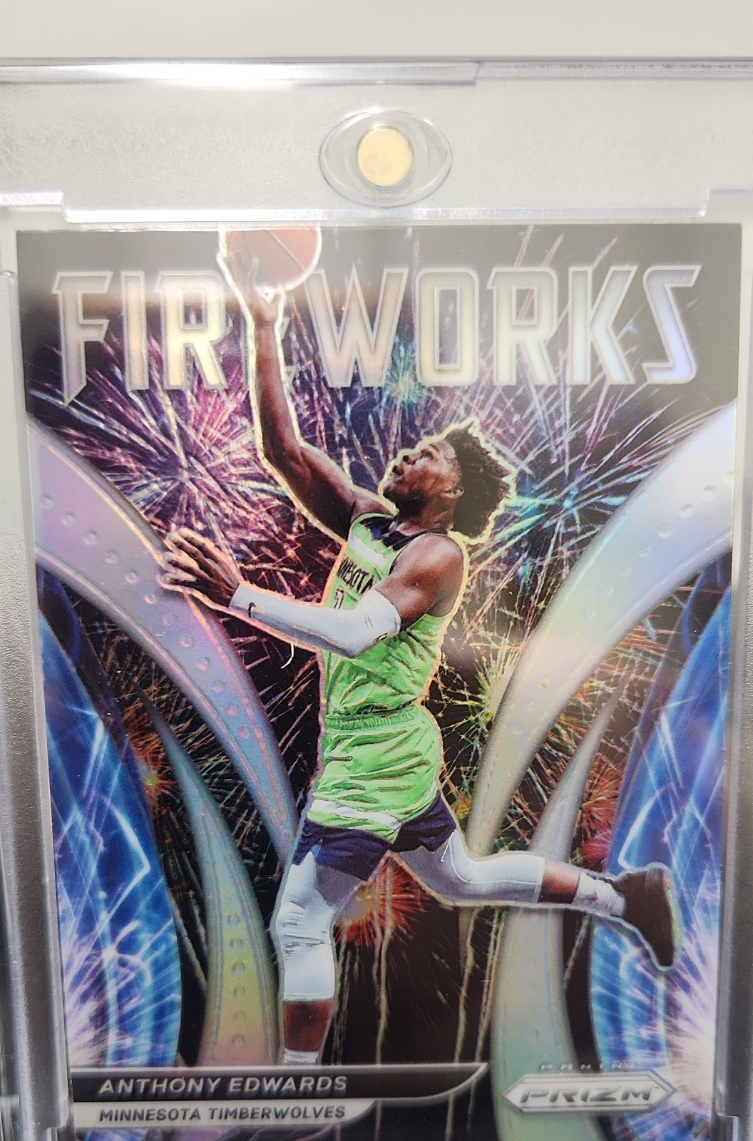 2021-22 Panini Silver Prizm Fireworks Anthony Edwards #23-Timberwolves