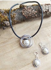  Anhänger Silber Spirale Blume Kautschukband Kette Anhänger Ohrringe Perle
