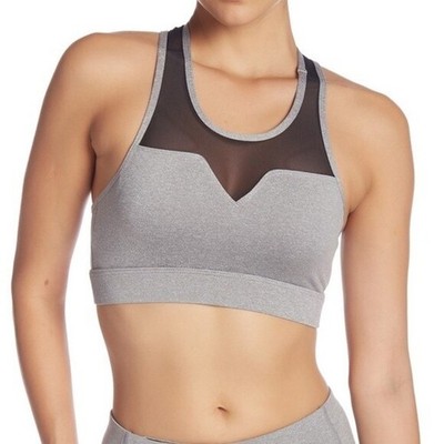 NWT BCBGMaxAzria Women Gray Mesh Panel Racerback Bra Large