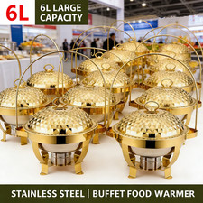 6L Gold Stainless Steel Chafing Dish With Hook Up,Buffet Server Food Warmer