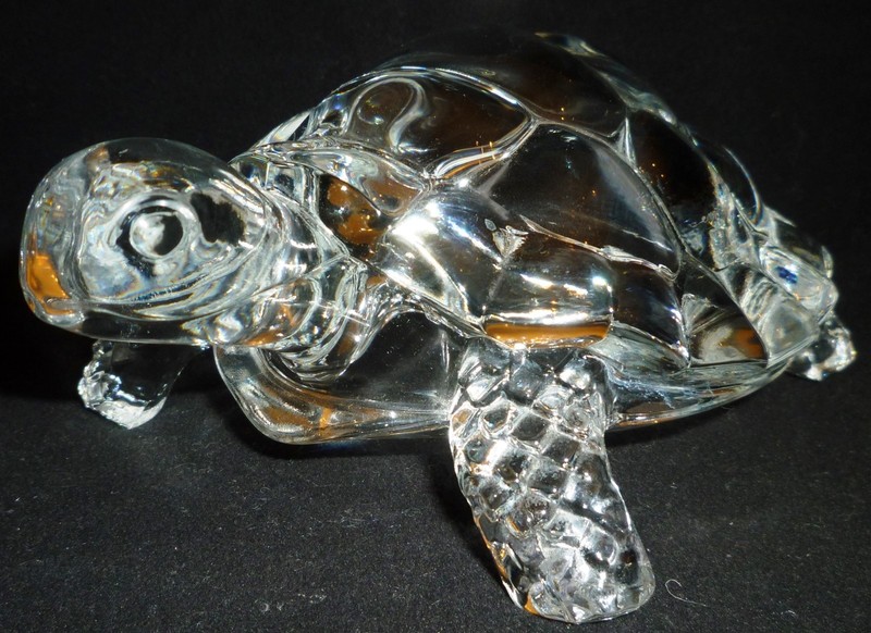 STUNNING BIG CLEAR GLASS FIGURINE TURTLE