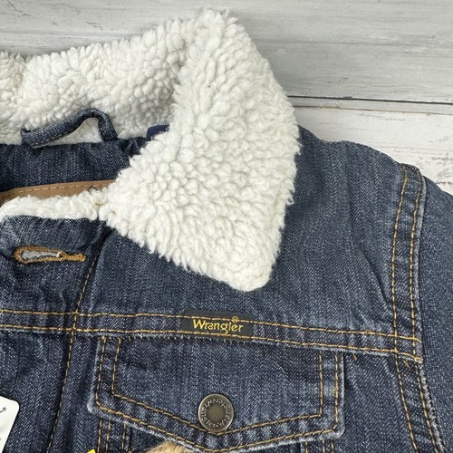 Wrangler Jacket Boys Medium Sherpa Lined Authentic Western Blue Denim Jean NWT - Picture 3 of 11