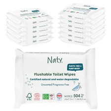 Eco by Naty Flushable Baby Wipes - Compostable and Plant-Based Wipes,