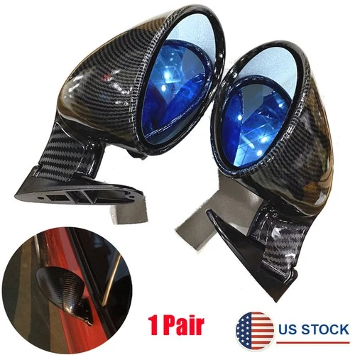 2x Carbon Fiber Look Rear View Side Mirrors For Hot Rod Vintage Sport Racing Car