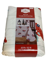 HOLIDAY TIME peva plastic tablecloth RECTANGLE 60 IN X 102 IN christmas truck