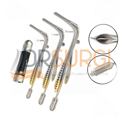 Cottle Nasal Speculum 55,65,75 mm With Fiber Optic Light Guide 4 PCs Set