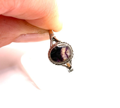 Antiker ASD Andrew S Douglas Sterlingsilber Blue John Ring - Größe R (US 8 3/4)
