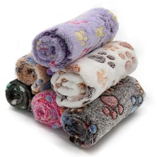 6 Pack Puppy Dog Blankets Super Soft Warm Sleep Mat Paw Print Blanket Fleece ...