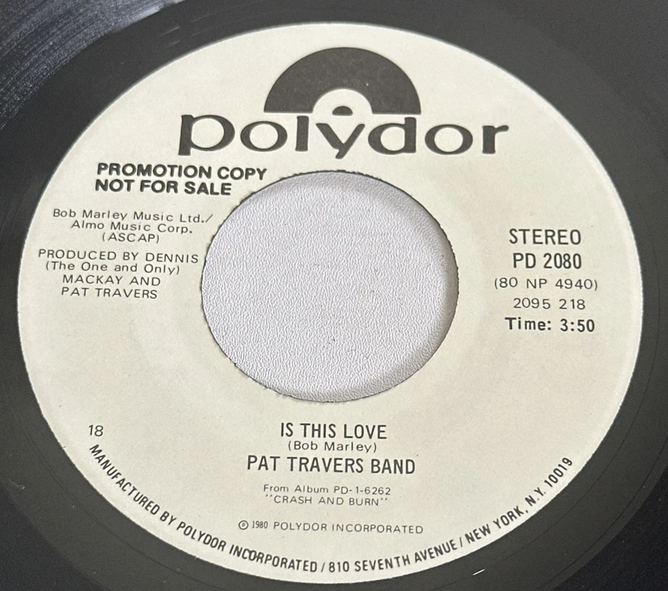 Pat Travers Band - Is This Love (Marley) Reggae US Issue 7" Vinyl Single EX / M - Image 3 of 4