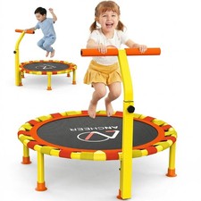 38'' Toddler Trampoline for Kids 1-6, 150lbs Capacity, Adjustable Handle, Foldab