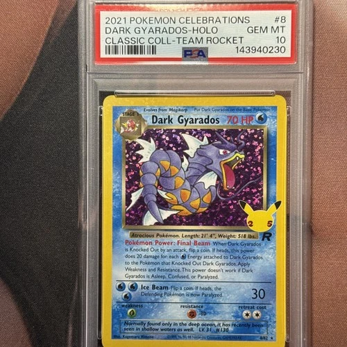 PSA 10 GEM MINT Dark Gyarados 8 Celebrations Classic Collection HoloPokemon Card
