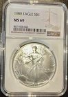 1989 American Eagle Silver Dollar 1oz NGC MS69