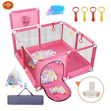 Baby Playpen 50x50 Pink with 30 Ocean Balls Mesh Fence Free Shipping