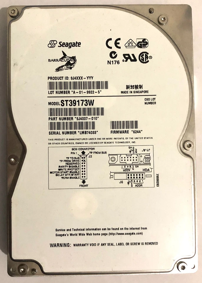 Seagate Barracuda 9LP ST39173W 9GB Ultra Wide SCSI 68PIN 7200rpm Hard Drive HDD - Image 2 of 3