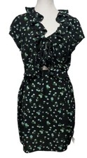 NWT ASOS Design Lace Ruffle Bodice Mini Tea Dress Black Ditsy Floral Womens 10
