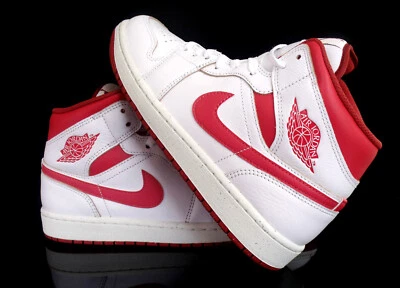 NIKE AIR JORDAN 1 MID SE -White&Red- weiß/rot Mid Top Sneaker Gr. EU 45